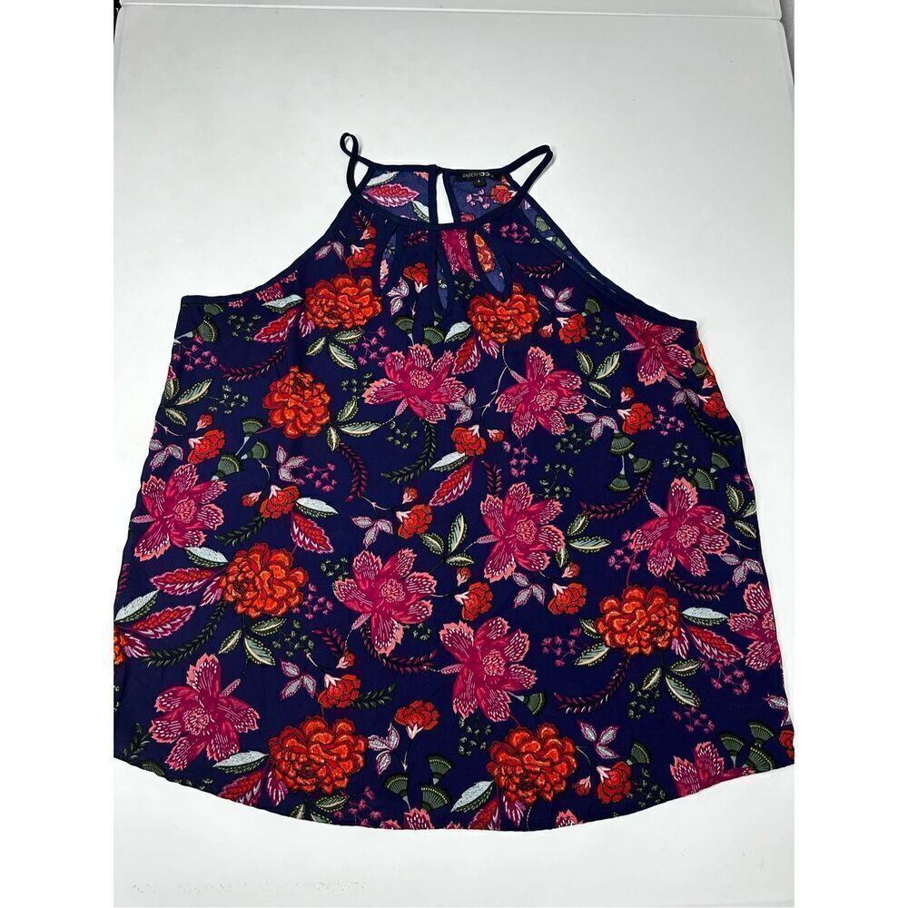 Papermoon Size Large Walita Cutout Detail Blouse Floral Navy/Red Women's